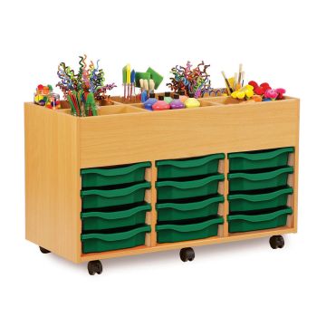 6 Bay Kinderbox Beech Single Trays Green
