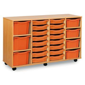 16 Single, 4 Double, 3 Triple Tray Unit Tangerine