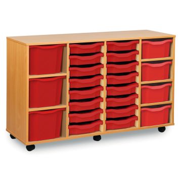 16 Single, 4 Double, 3 Triple Tray Unit Red