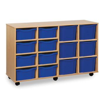 8 Double & 6 Triple Tray Unit Beech Blue