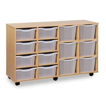 8 Double & 6 Triple Tray Unit Beech Clear