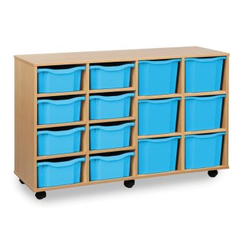 8 Double & 6 Triple Tray Unit Beech Cyan