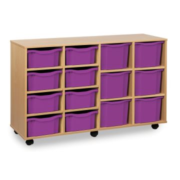 8 Double & 6 Triple Tray Unit Beech Purple