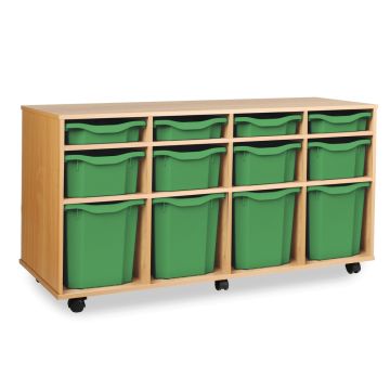 4 Single, 4 Double & 4 Quad Tray Storage Unit Beech Green