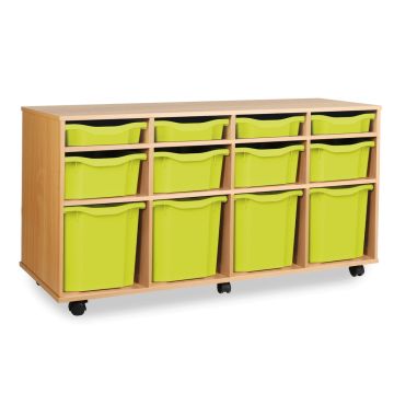 4 Single, 4 Double & 4 Quad Tray Storage Unit Beech Lime