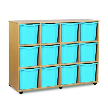 12 Quad Tray Unit Beech Cyan