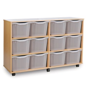 12 Triple Tray Unit Beech Clear