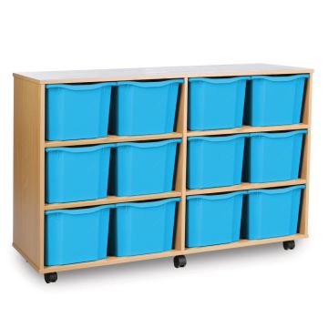 12 Triple Tray Unit Beech Cyan