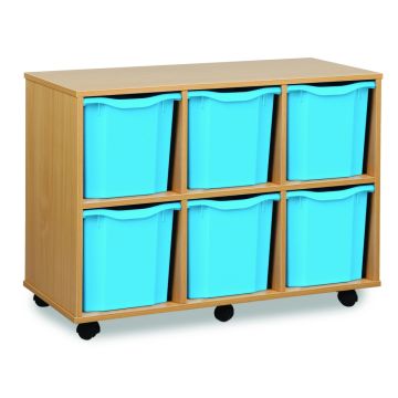 6 Quad Tray Unit Beech Cyan