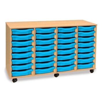 32 Single Tray Unit Beech Cyan