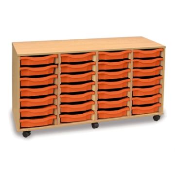 28 Single Tray Unit Beech Tangerine