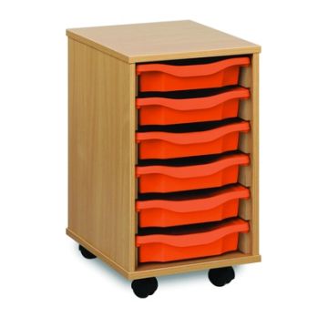 6 Single Tray Unit Beech Tangerine