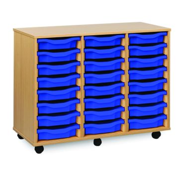 24 Single Tray Unit Beech Blue