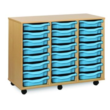 24 Single Tray Unit Beech Cyan