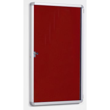 Side Lockable Noticeboard H900xW600mm Red