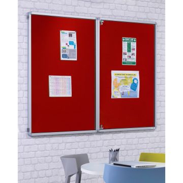 Side Lockable Noticeboards H1200xW1800mm Red