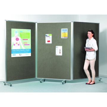 TriScreen Mobile Presentation H1900xW3600mm Grey