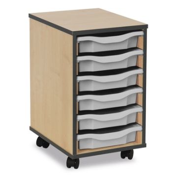 Coloured Edge 6 Single Tray Beech Unit Dark Grey