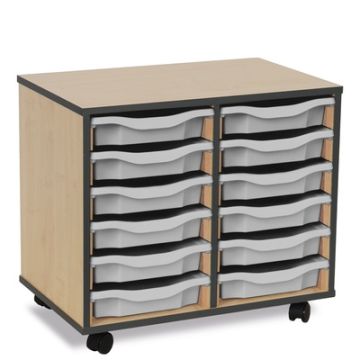 Coloured Edge 12 Single Tray Beech Unit Dark Grey
