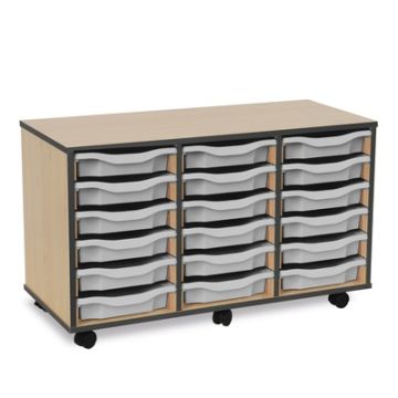 Coloured Edge 18 Single Tray Beech Unit Dark Grey