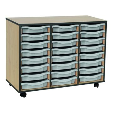 Coloured Edge 24 Single Tray Beech Unit Dark Grey