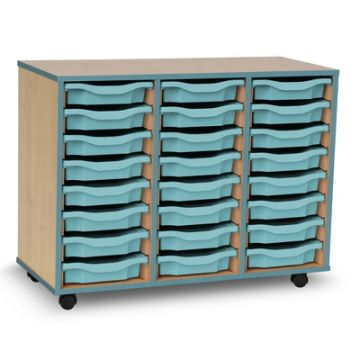 Coloured Edge 24 Single Tray Beech Unit Metal Blue