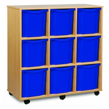 9 Quad Tray Beech Unit Blue Trays