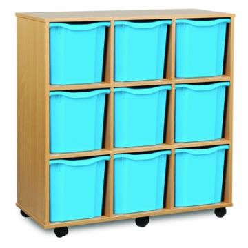 9 Quad Tray Beech Unit Cyan Trays