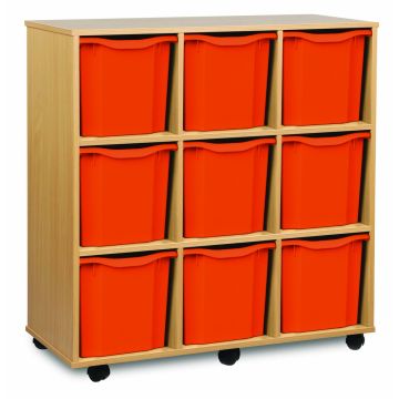 9 Quad Tray Beech Unit Tangerine Trays