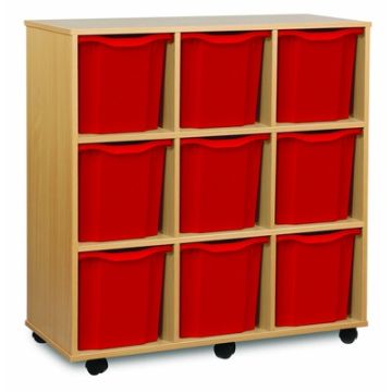 9 Quad Tray Beech Unit Red Trays