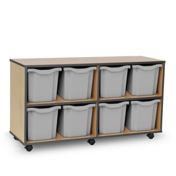 Coloured Edge 8 Quad Tray Beech Unit Dark Grey