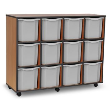 Coloured Edge 12 Quad Tray Beech Unit Dark Grey