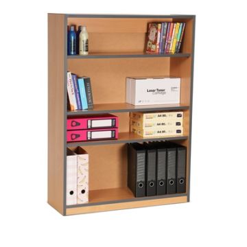 Coloured Edge Beech Bookcase 1250mm Dark Grey