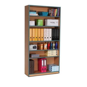 Coloured Edge Beech Bookcase H1800mm Metal Blue