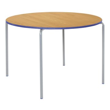 Crush Bent Circular PU Edge Table 100x H71cm Beech Top Blue Edge