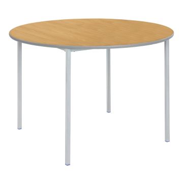 Fully Welded Circ PU Edge 760mm Beech Top Light Grey Edge