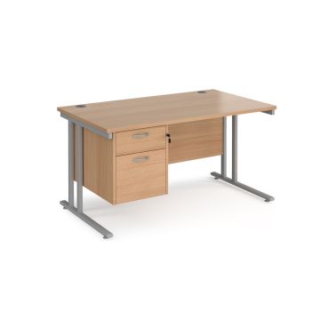 Maestro 25 Two Drawer Desk W1400mm Beech