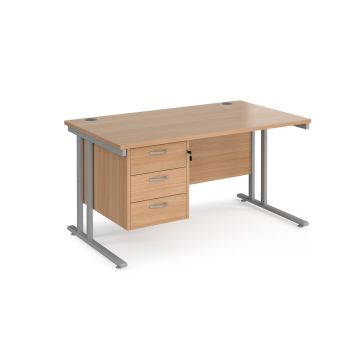 Maestro 25 Three Drawer Desk W1400mm Beech