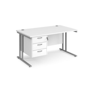 Maestro 25 Three Drawer Desk W1400mm White