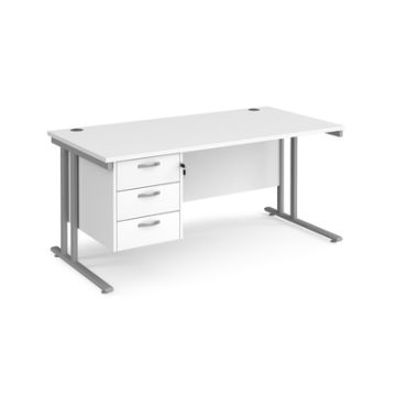 Maestro 25 Three Drawer Desk W1600mm White