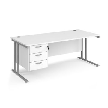 Maestro 25 Three Drawer Desk W1800mm White