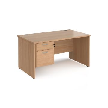 Maestro 25 Panel Two Drawer Desk W1400mm Beech