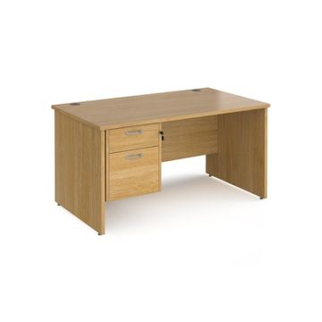 Maestro 25 Panel Two Drawer Desk W1400mm Oak