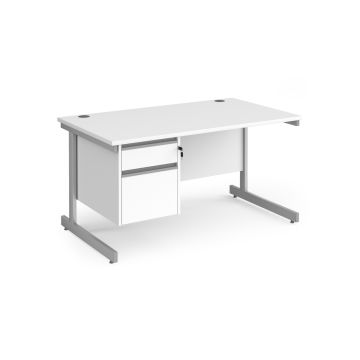 Contract 25 Two Drawer Desk W1400mm White