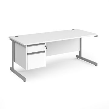 Contract 25 Two Drawer Desk W1800mm White