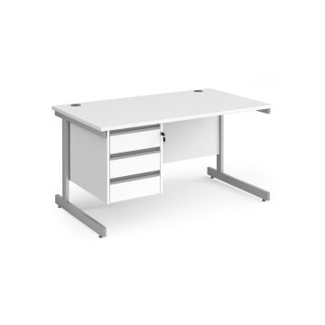 Contract 25 Three Drawer Desk W1400mm White