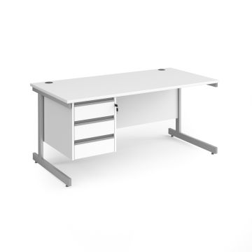 Contract 25 Three Drawer Desk W1600mm White