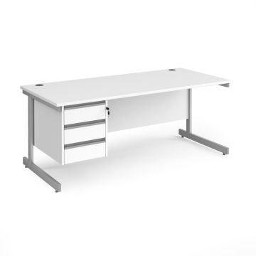 Contract 25 Three Drawer Desk W1800mm White
