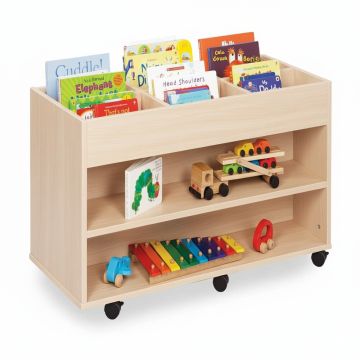 Double Sided 6 Bay Kinderbox 1 Shelf Maple