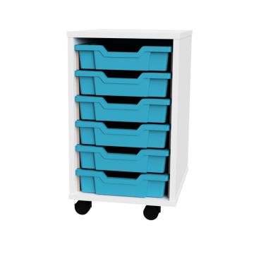 Premium 6 Shallow Tray White Unit Cyan